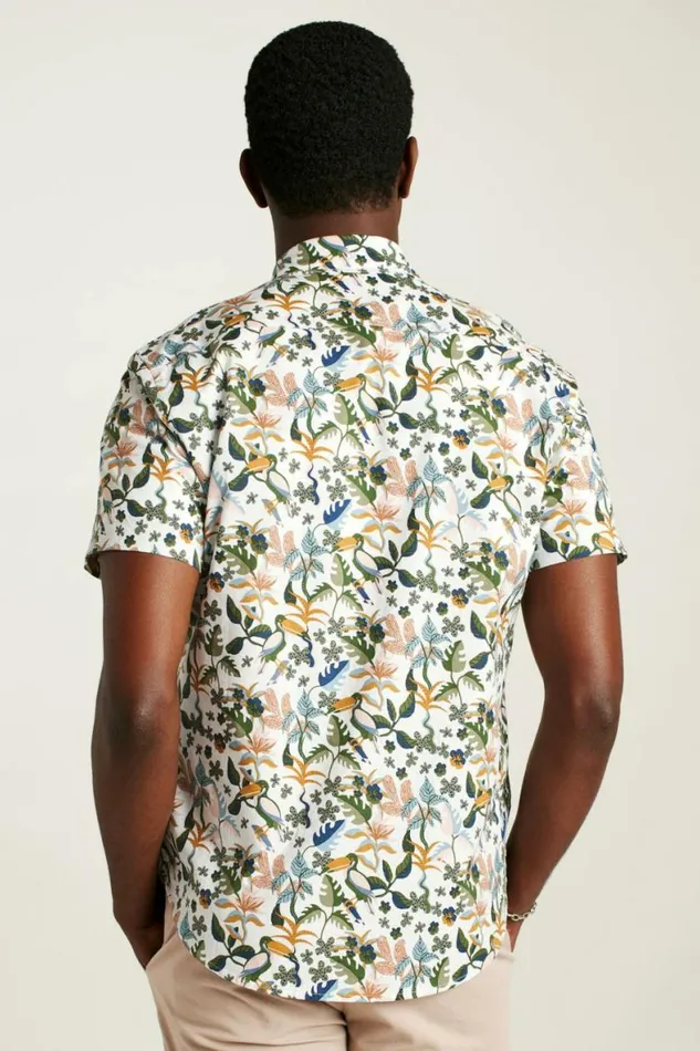 Men Riviera Short Sleeve Shirt White Toucan Paradise Bonobos Short Sleeve Shirts