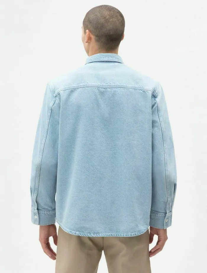 Men Shirts Dickies Kibler Long Sleeve Shirt Vtage Aged Blue
