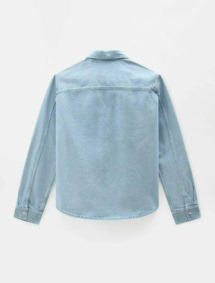 Men Shirts Dickies Kibler Long Sleeve Shirt Vtage Aged Blue