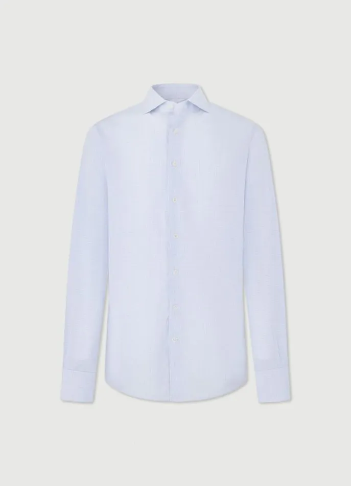 Men Shirts Hackett London Classic Fit Checked Shirt Navywhite