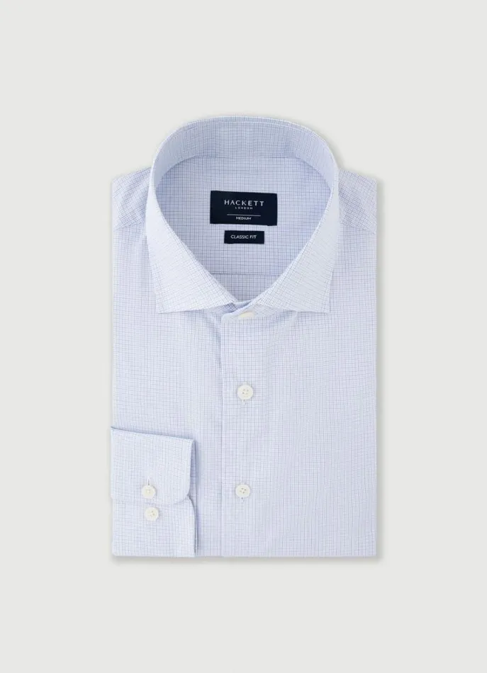 Men Shirts Hackett London Classic Fit Checked Shirt Navywhite