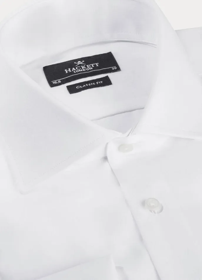 Men Shirts Hackett London Classic Fit Poplin Shirt White