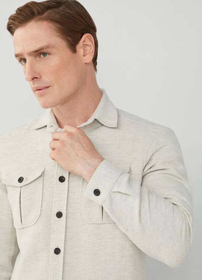 Men Shirts Hackett London Cotton Overshirt Grey