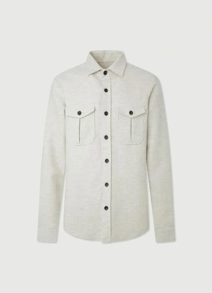 Men Shirts Hackett London Cotton Overshirt Grey