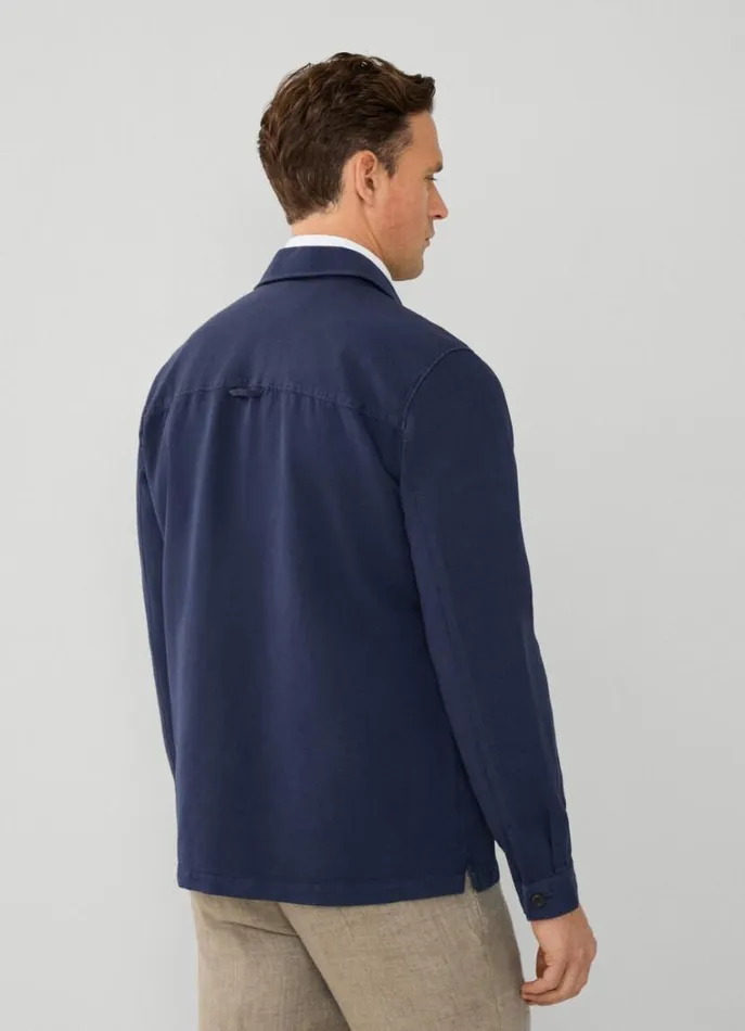 Men Shirts Hackett London Front Pockets Overshirt Navy