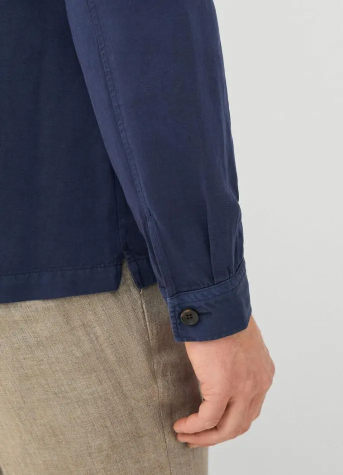 Men Shirts Hackett London Front Pockets Overshirt Navy