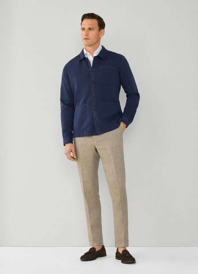 Men Shirts Hackett London Front Pockets Overshirt Navy