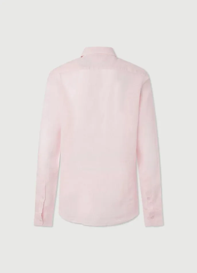 Men Shirts Hackett London Slim Fit Linen Shirt Pink