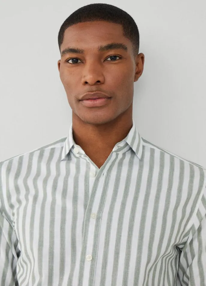 Men Shirts Hackett London Slim Fit Striped Shirt Greenwhite