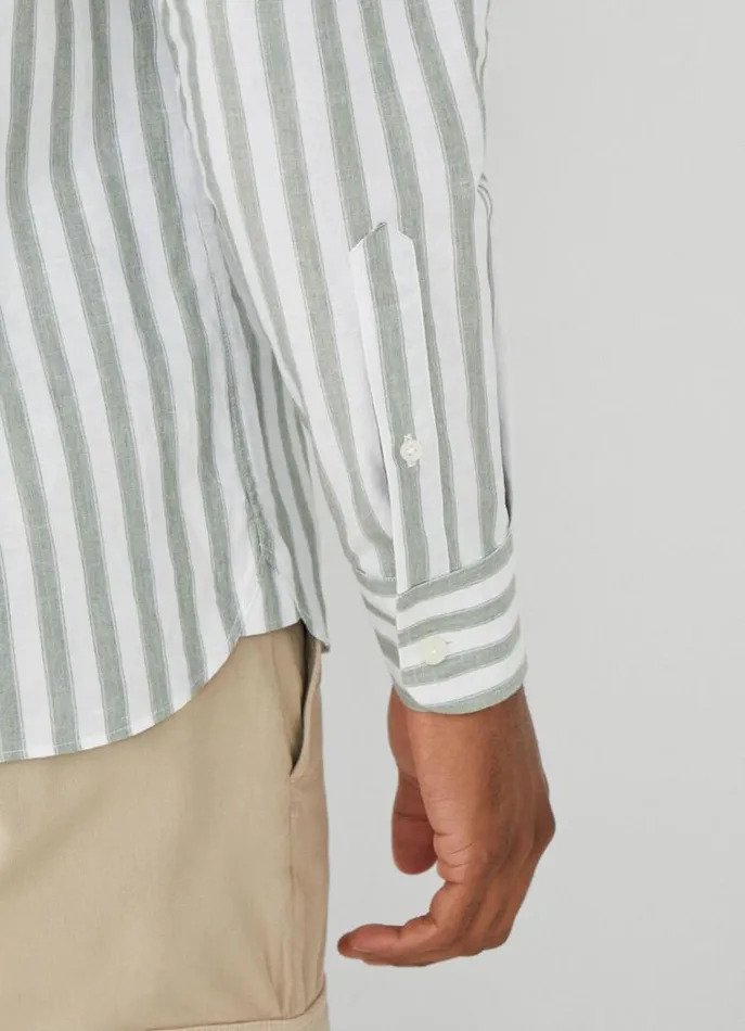 Men Shirts Hackett London Slim Fit Striped Shirt Greenwhite