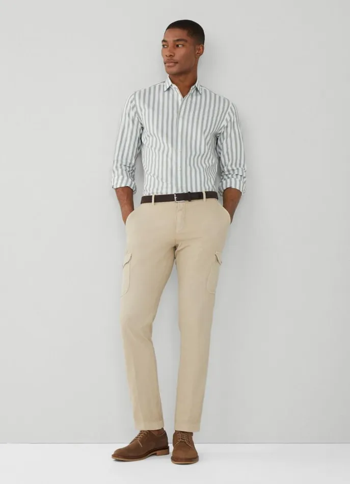 Men Shirts Hackett London Slim Fit Striped Shirt Greenwhite