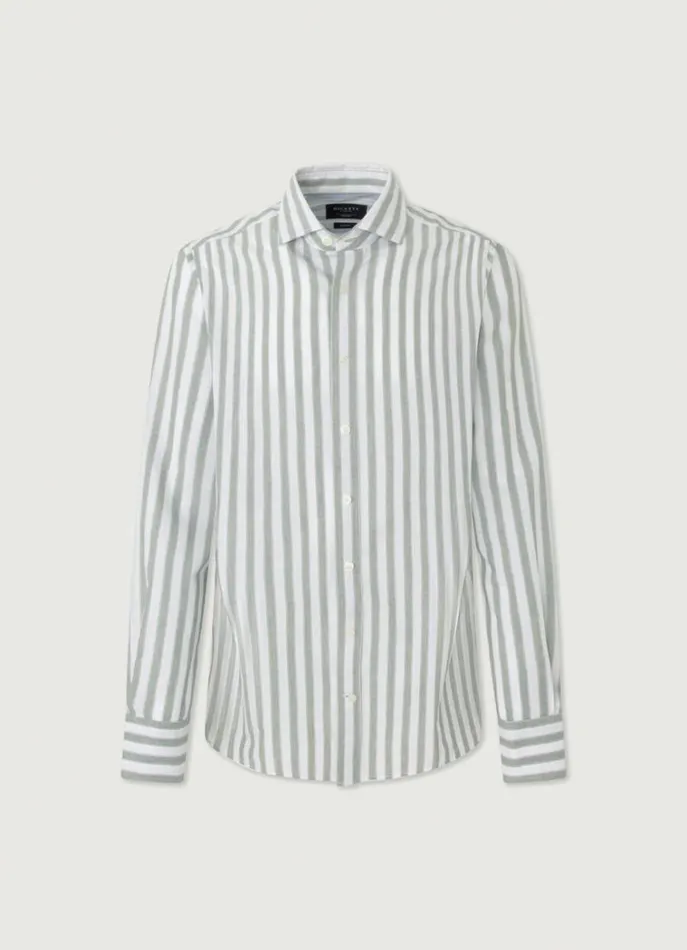 Men Shirts Hackett London Slim Fit Striped Shirt Greenwhite