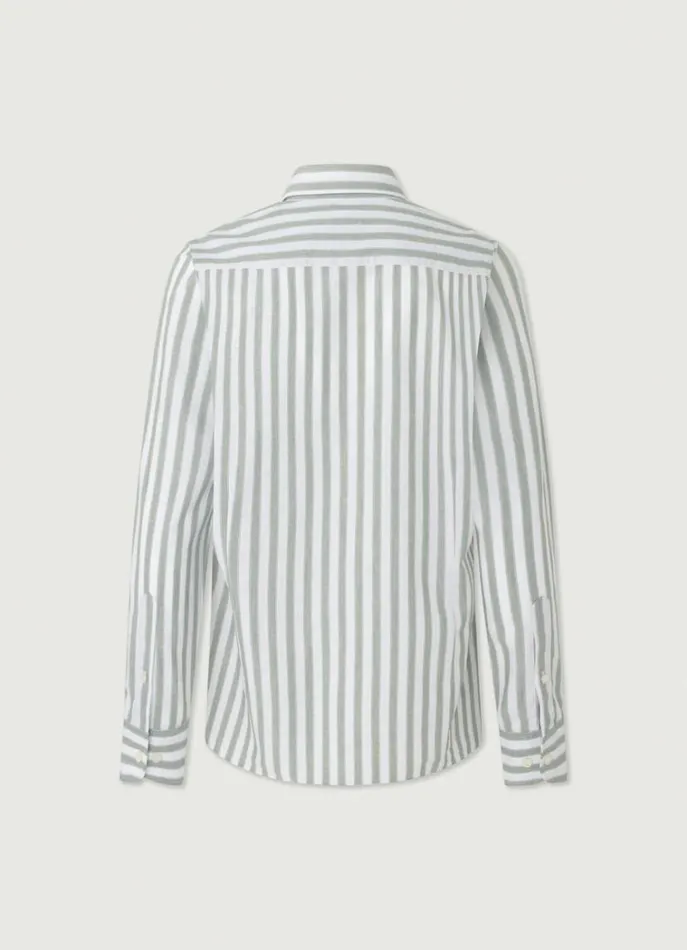 Men Shirts Hackett London Slim Fit Striped Shirt Greenwhite