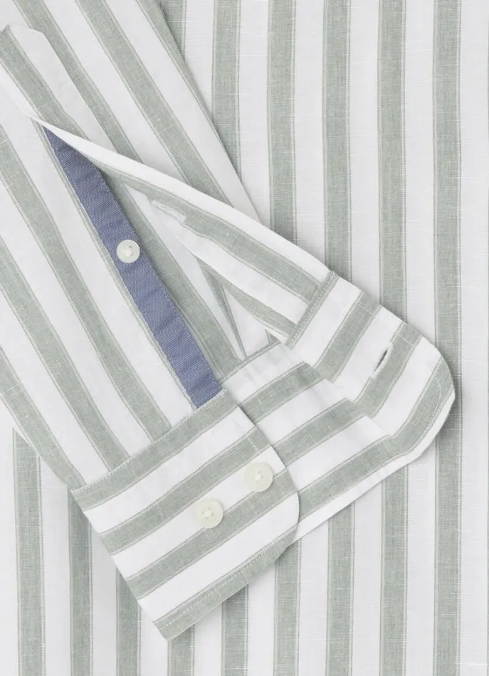 Men Shirts Hackett London Slim Fit Striped Shirt Greenwhite