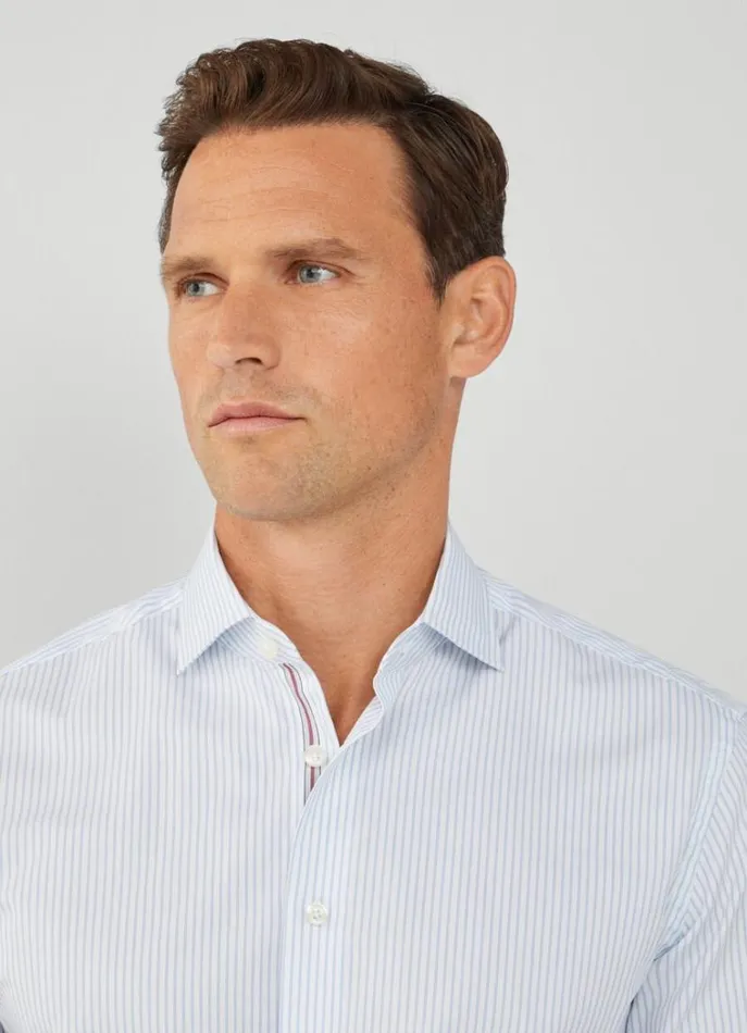 Men Shirts Hackett London Slim Fit Striped Shirt Whiteblue
