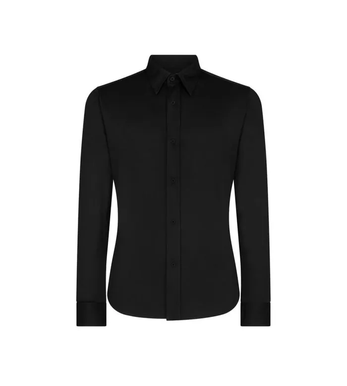 Men Shirts Tom Ford Pure Silk Shine Jersey Shirt Black