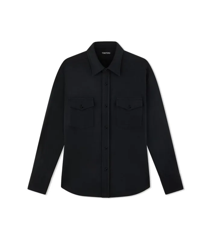 Men Shirts Tom Ford Silk Cotton Blend Shirt Black
