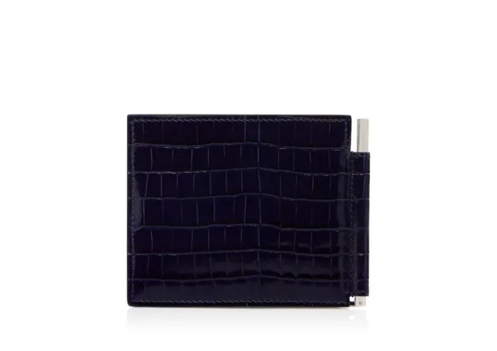 Men Small Leather Goods Tom Ford Glossy Printed Croc Money Clip Wallet Ink Men Small Leather Goods Tom Ford Glossy Printed Croc Money Clip Wallet Ink