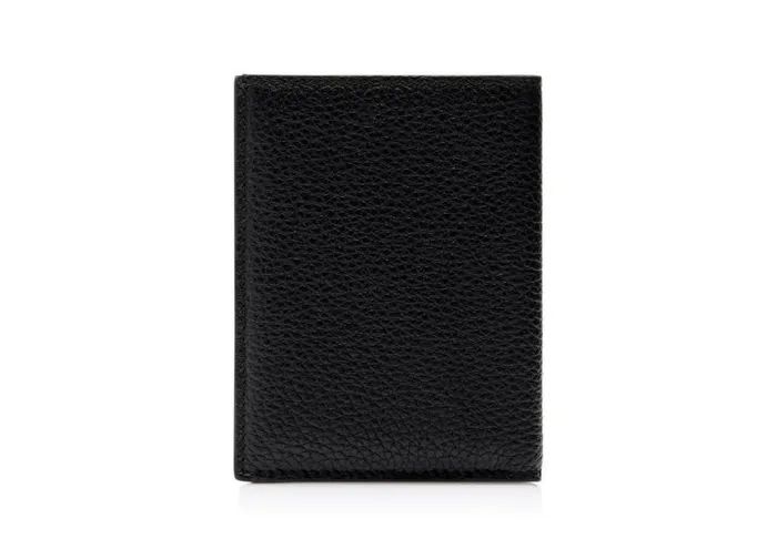 Men Small Leather Goods Tom Ford Grain Leather Folding Cardholder Black