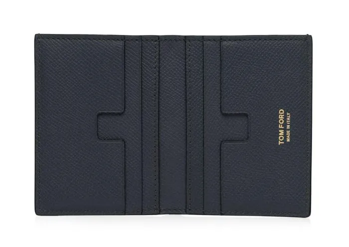 Men Small Leather Goods Tom Ford Small Grain Leather Folding Cardholder Midnight Blue Men Small Leather Goods Tom Ford Small Grain Leather Folding Cardholder Midnight Blue