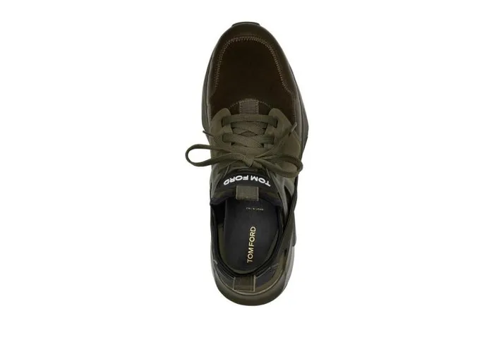 Men Sneakers Tom Ford Suede And Neoprene Jago Sneaker Dark Olive Men Sneakers Tom Ford Suede And Neoprene Jago Sneaker Dark Olive
