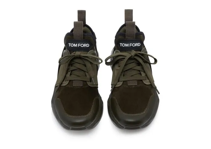 Men Sneakers Tom Ford Suede And Neoprene Jago Sneaker Dark Olive Men Sneakers Tom Ford Suede And Neoprene Jago Sneaker Dark Olive