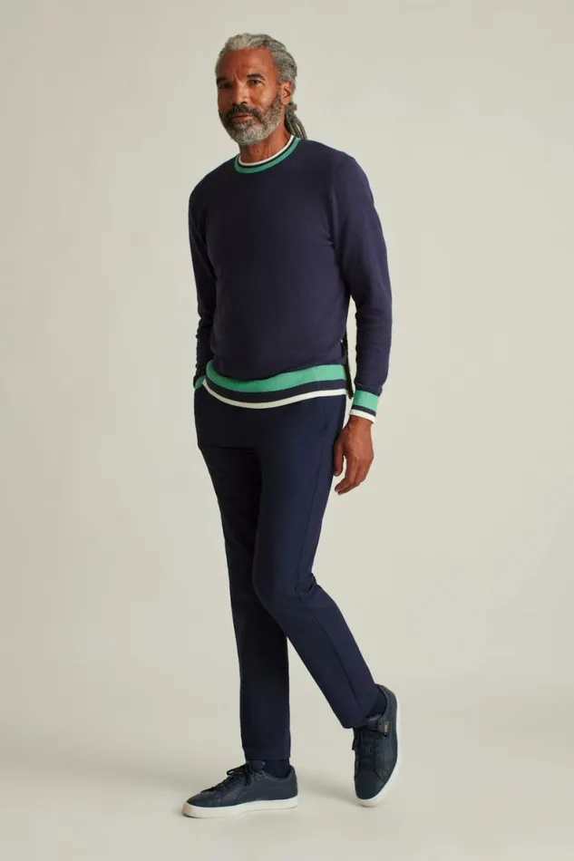 Men Soft Air Golf Sweater Navy With Mint Bonobos Crew and VNeck Sweaters