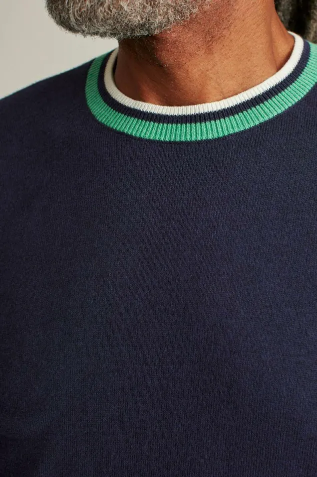 Men Soft Air Golf Sweater Navy With Mint Bonobos Crew and VNeck Sweaters