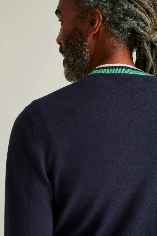 Men Soft Air Golf Sweater Navy With Mint Bonobos Crew and VNeck Sweaters