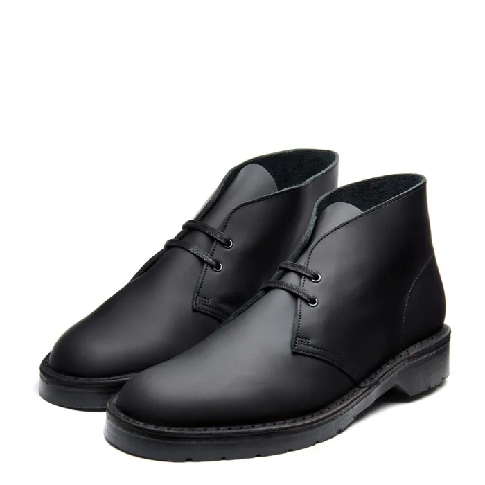 Men Solovair Chukka Boots Black Waxy Chukka Boot