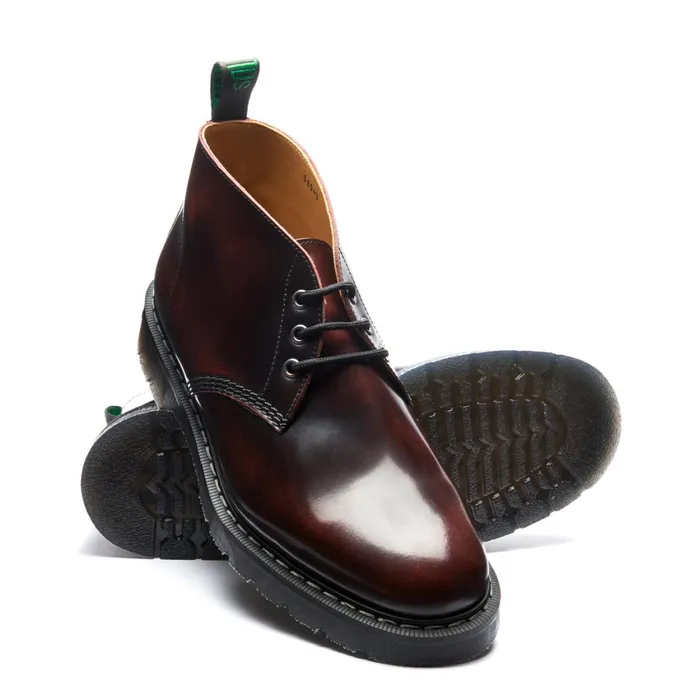 Men Solovair Chukka Boots Burgundy RubOff 3 Eye Chukka Boot
