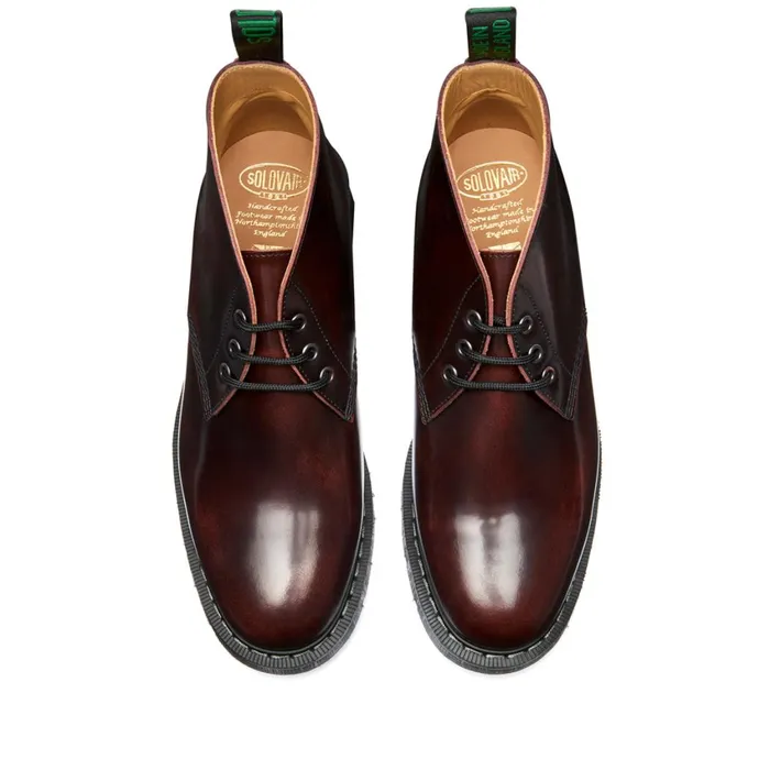 Men Solovair Chukka Boots Burgundy RubOff 3 Eye Chukka Boot