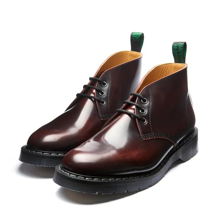 Men Solovair Chukka Boots Burgundy RubOff 3 Eye Chukka Boot