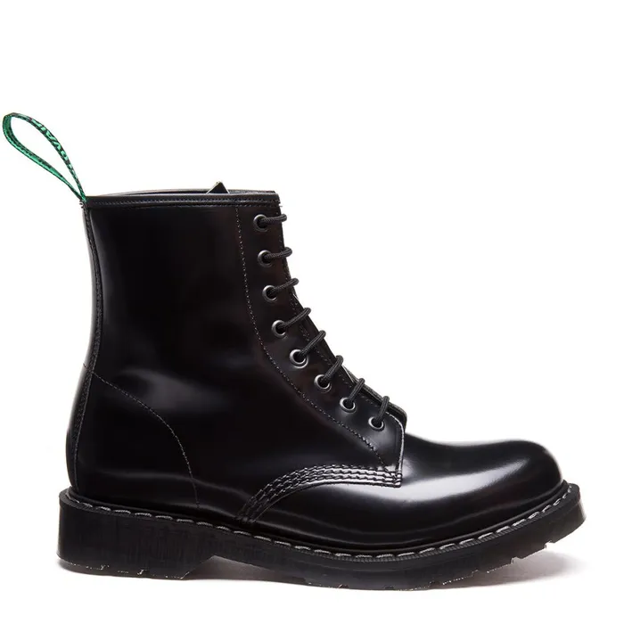 Men Solovair Derby Boots Black HiShine 8 Eye Derby Boot
