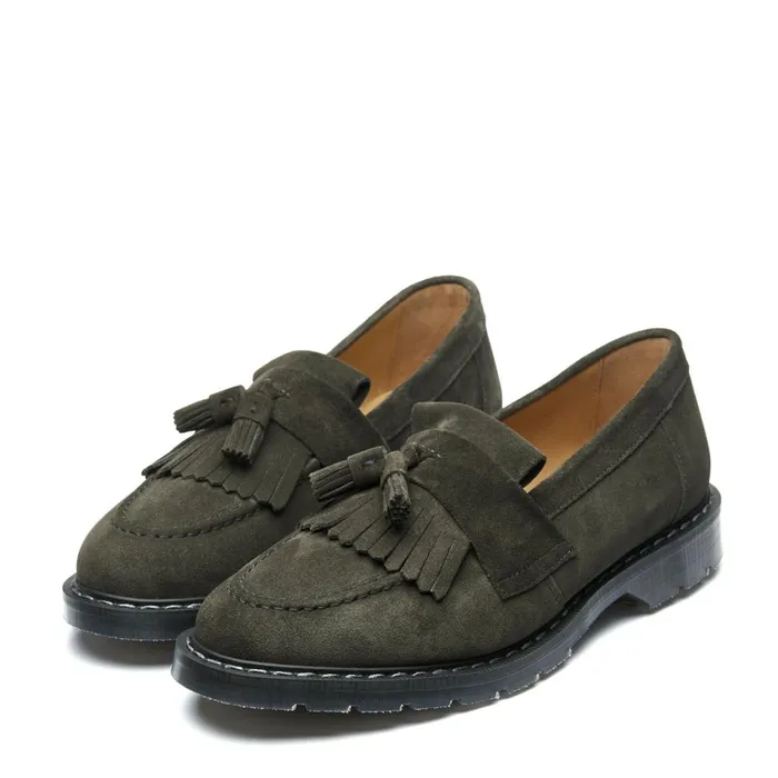 Men Solovair Loafers Olive Suede Tassel Loafer
