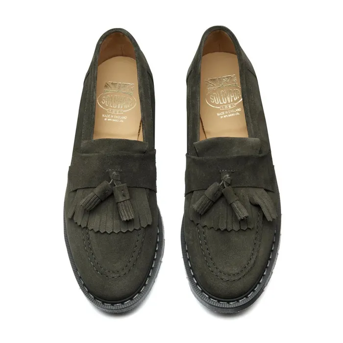 Men Solovair Loafers Olive Suede Tassel Loafer