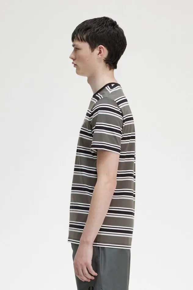Men Stripe TShirt Field Green Fred Perry TShirts