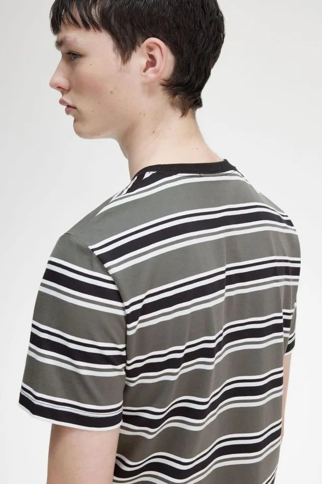 Men Stripe TShirt Field Green Fred Perry TShirts