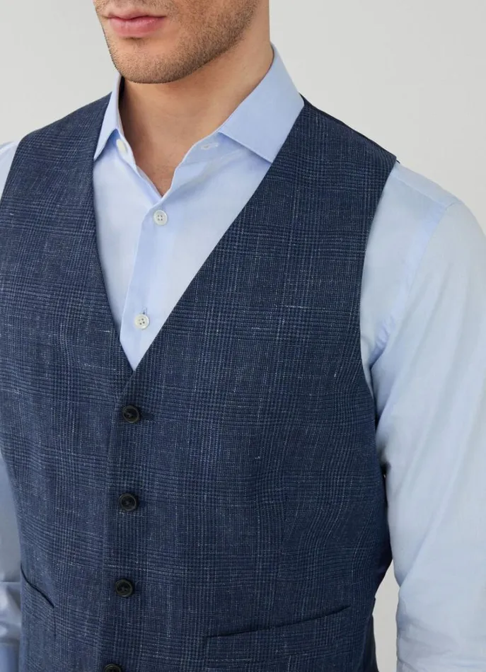 Men Suits Hackett London Prince Of Wales Check Trousers Blue