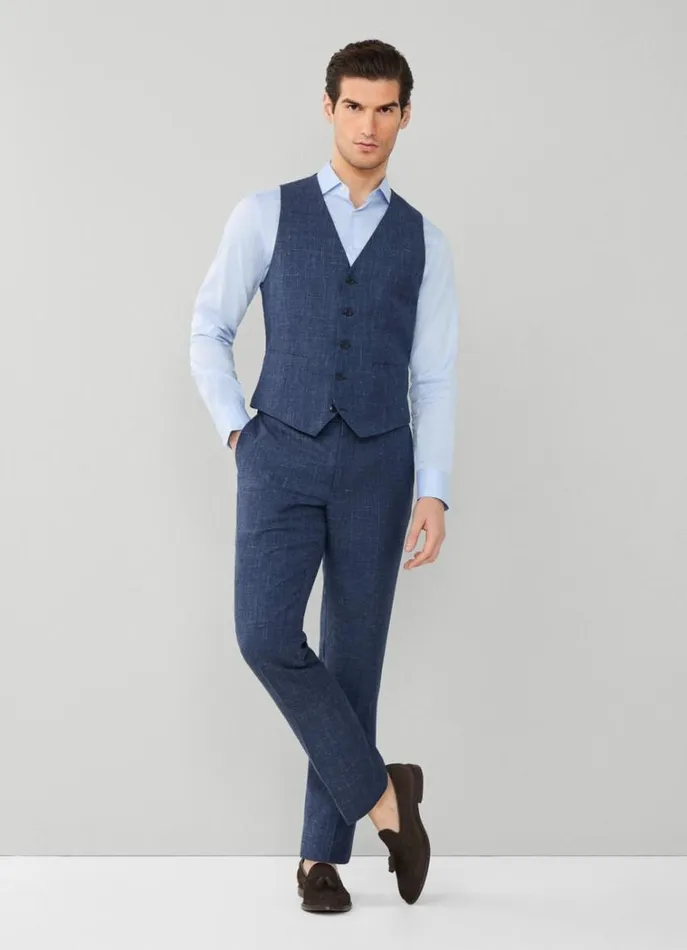 Men Suits Hackett London Prince Of Wales Check Trousers Blue