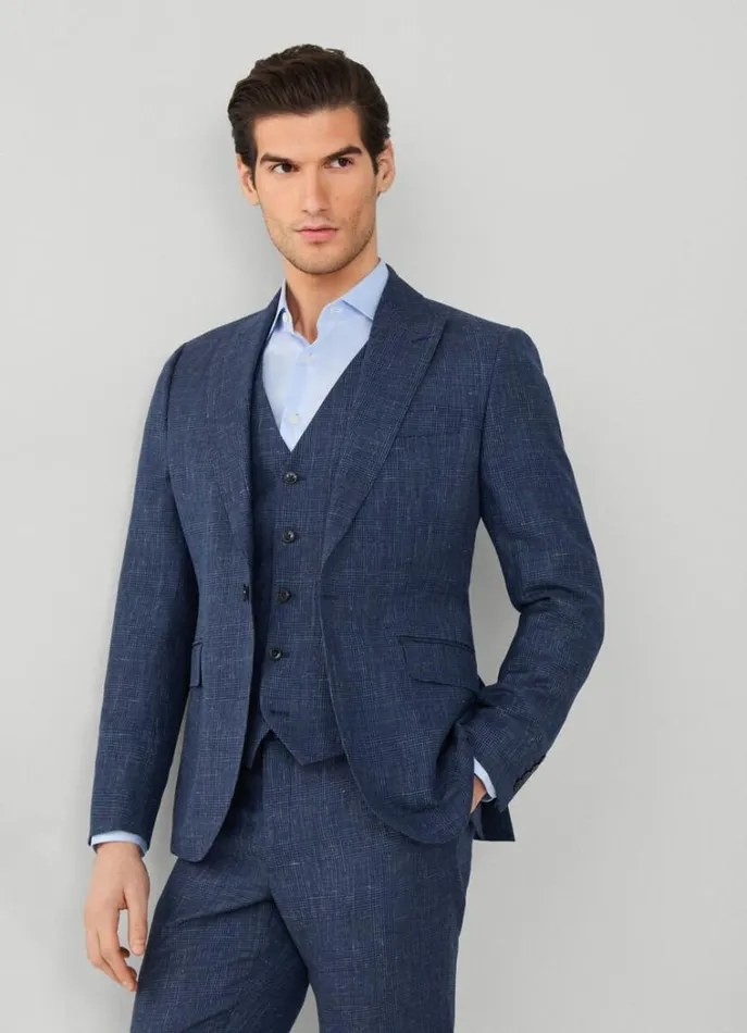 Men Suits Hackett London Prince Of Wales Check Trousers Blue