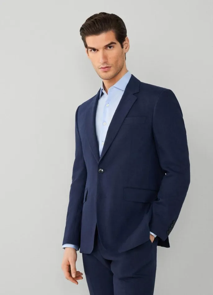 Men Suits Hackett London Stretch Linen Suit Navy
