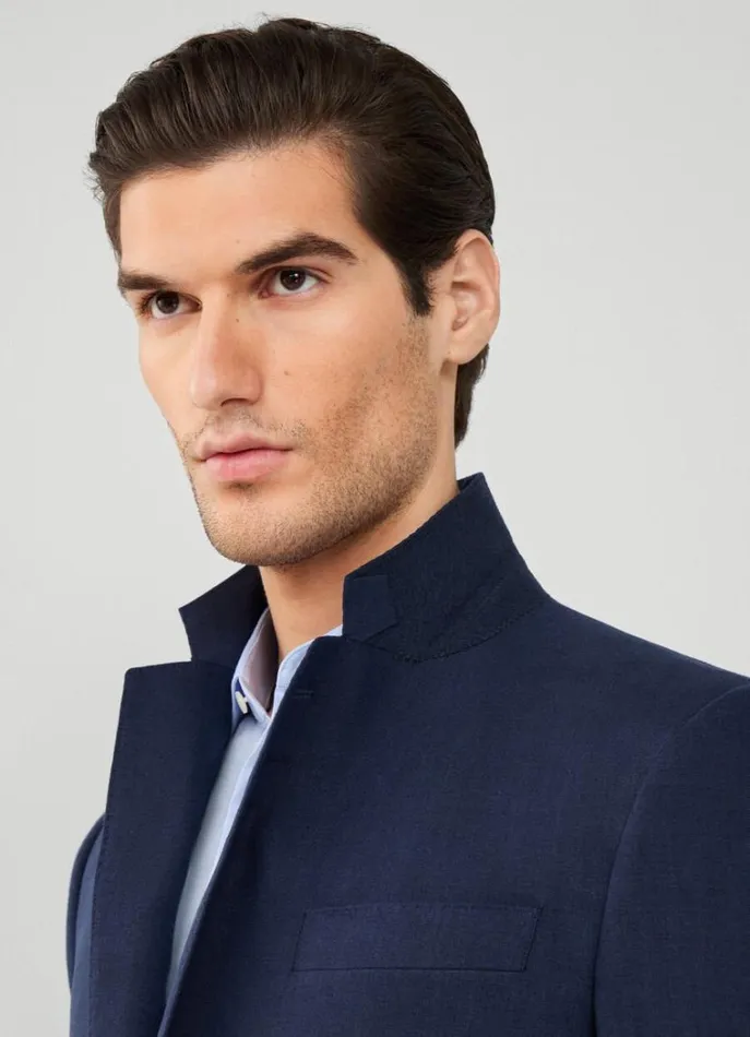 Men Suits Hackett London Stretch Linen Suit Navy