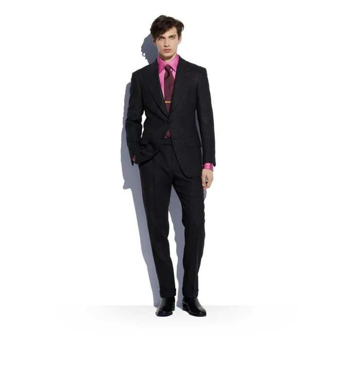 Men Suits Tom Ford Prince Of Wales Cooper Jacket Grey Men Suits Tom Ford Prince Of Wales Cooper Jacket Grey
