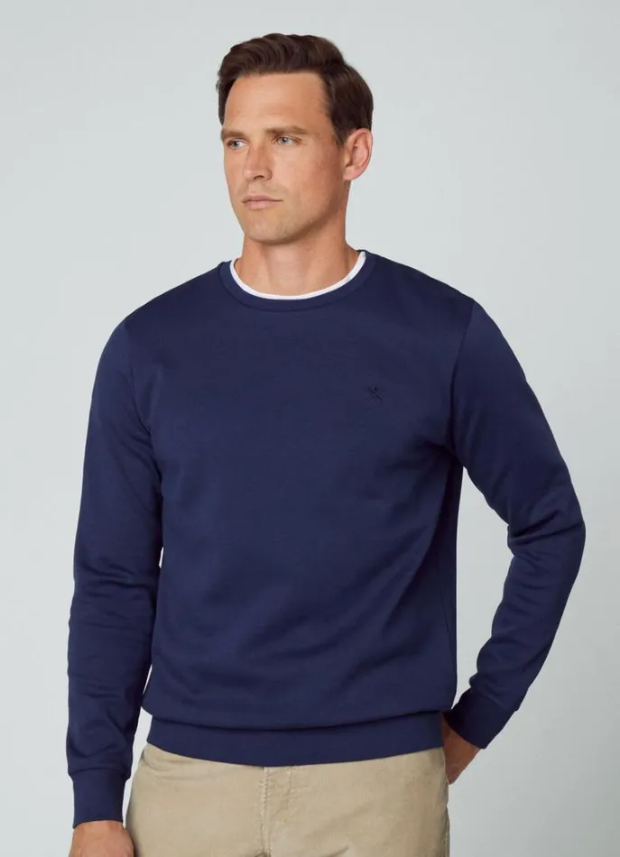 Men Sweatshirts Hackett London Classic Fit Crew Neck Sweatshirt Navy
