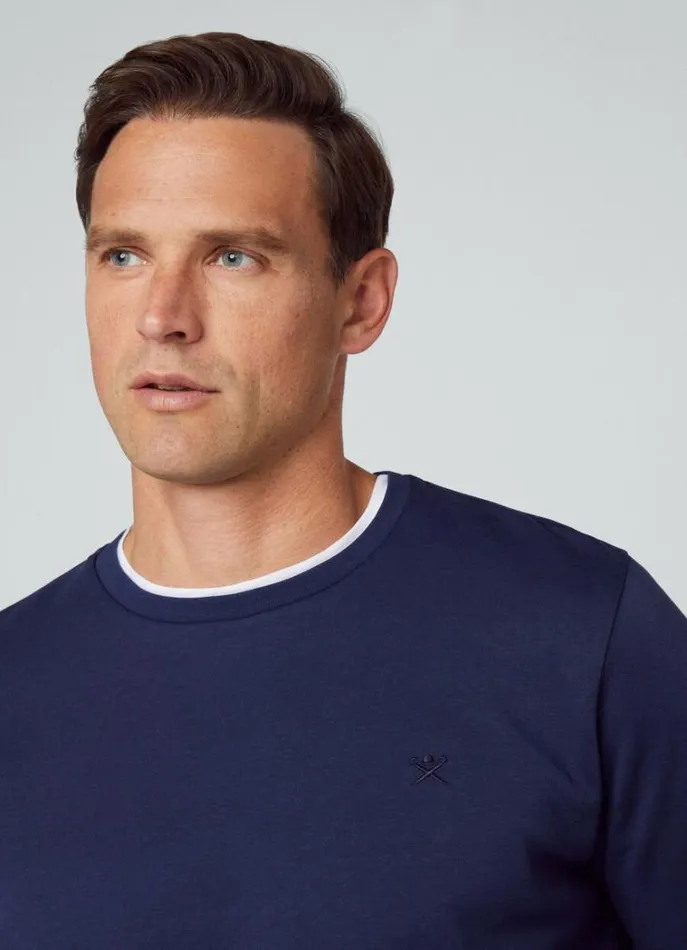 Men Sweatshirts Hackett London Classic Fit Crew Neck Sweatshirt Navy