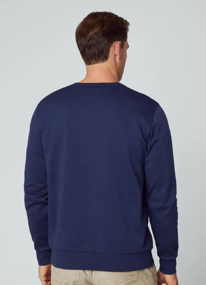 Men Sweatshirts Hackett London Classic Fit Crew Neck Sweatshirt Navy