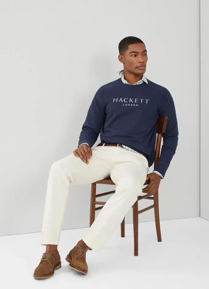 Men Sweatshirts Hackett London Classic Fit Heritage Sweatshirt Navy