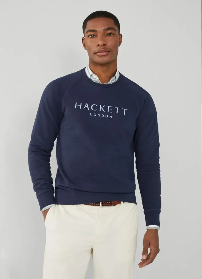 Men Sweatshirts Hackett London Classic Fit Heritage Sweatshirt Navy