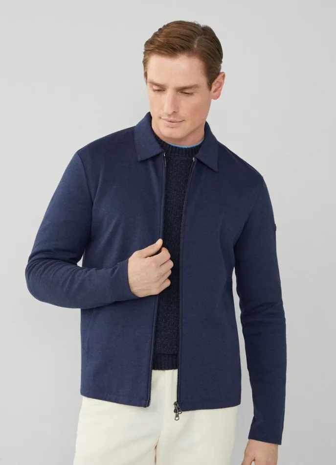 Men Sweatshirts Hackett London Classic Fit Sport Jacket Navy